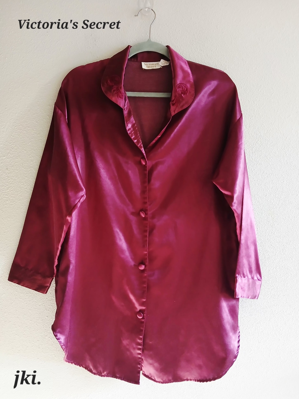 Victoria's Secret Women's Satin Button-Up Top in Deep Berry